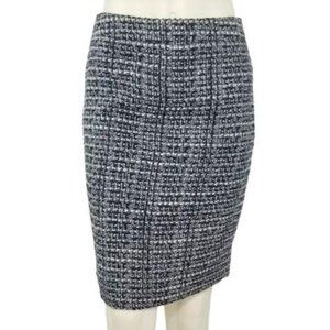 J Crew Surge Pencil Skirt Tweed 2 Wool Blend Black